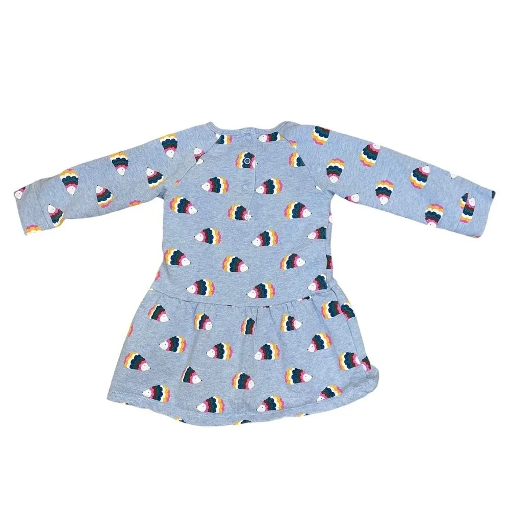 Baby Boden Blue Rainbow Hedgehog Print Long Sleeve Dress 18-24M Mini Boden